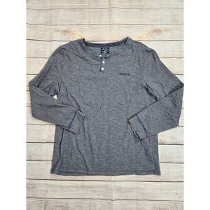 Ted Baker Mens Size Large Basic Long Sleeve Henley T-Shirt Gray‎ Cotton Blend